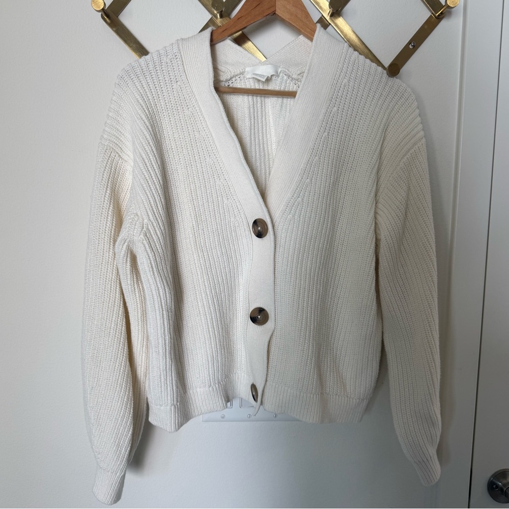 H&M Off-White Button-Up Cardigan